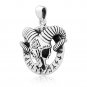 925 Sterling Silver Viking Ram Goat Skull Head Valknut Runes Pendant