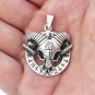 925 Sterling Silver Viking Ram Goat Skull Head Valknut Runes Pendant
