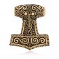 Handcrafted Bronze Thor Hammer Mjolnir Skane Viking Double-Sided Amulet Pendant