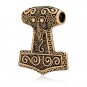 Handcrafted Bronze Thor Hammer Mjolnir Skane Viking Double-Sided Amulet Pendant