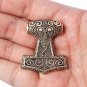 Handcrafted Bronze Thor Hammer Mjolnir Skane Viking Double-Sided Amulet Pendant