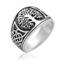 925 Sterling Silver Viking Norse Tree of Life Yggdrasil Celtic Knotwork Band Ring