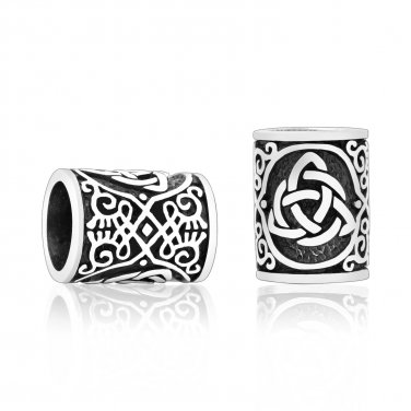 925 Sterling Silver Viking Beard Hair Bead Dreadlocks Celtic Triquetra Knotwork