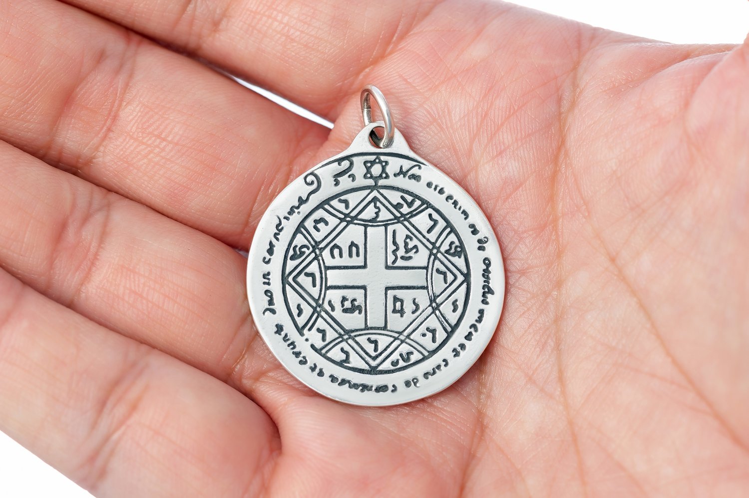 Sterling Silver Fourth Pentacle Of The Moon Talisman - Protection Amulet, 1.25" Diameter - View #9