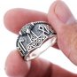 925 Sterling Silver Viking Thor Hammer Mjolnir Norse Runes Hail Odin Band Ring