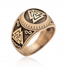 Viking Triple Valknut Signet Ring Handcrafted from Bronze