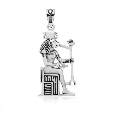 925 Sterling Silver Royal Wadjet Lion Lioness Goddess of Healing Sekhmet Ankh Pendant