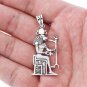 925 Sterling Silver Royal Wadjet Lion Lioness Goddess of Healing Sekhmet Ankh Pendant