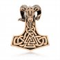 Handcrafted Bronze Viking Thor Hammer Mjolnir Ram Goat Head Valknut Knotwork Pendant