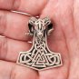 Handcrafted Bronze Viking Thor Hammer Mjolnir Ram Goat Head Valknut Knotwork Pendant
