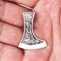 925 Sterling Silver Viking Raven and Wolf Fenrir Axe Double Sided Valknut Pendant
