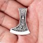 925 Sterling Silver Viking Raven and Wolf Fenrir Axe Double Sided Valknut Pendant