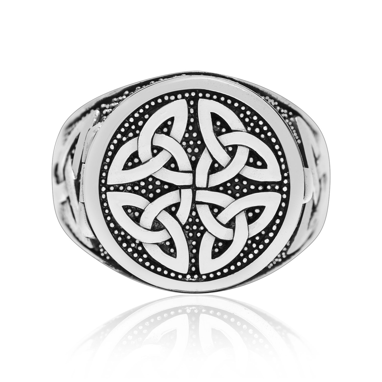 925 Sterling Silver Celtic Irish Knot Triquetra Locket Poison Box Ring