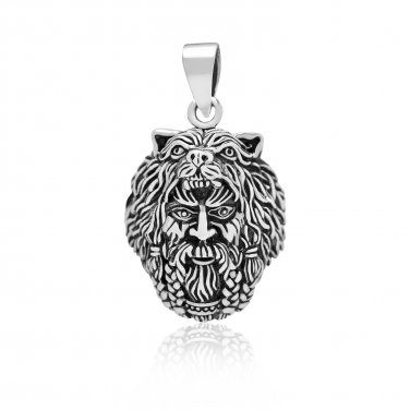 925 Sterling Silver Viking Warrior Berserker with Bear Hood Amulet Pendant
