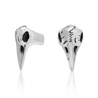 925 Sterling Silver Viking Raven Skull Beard Hair Bead Dreadlocks