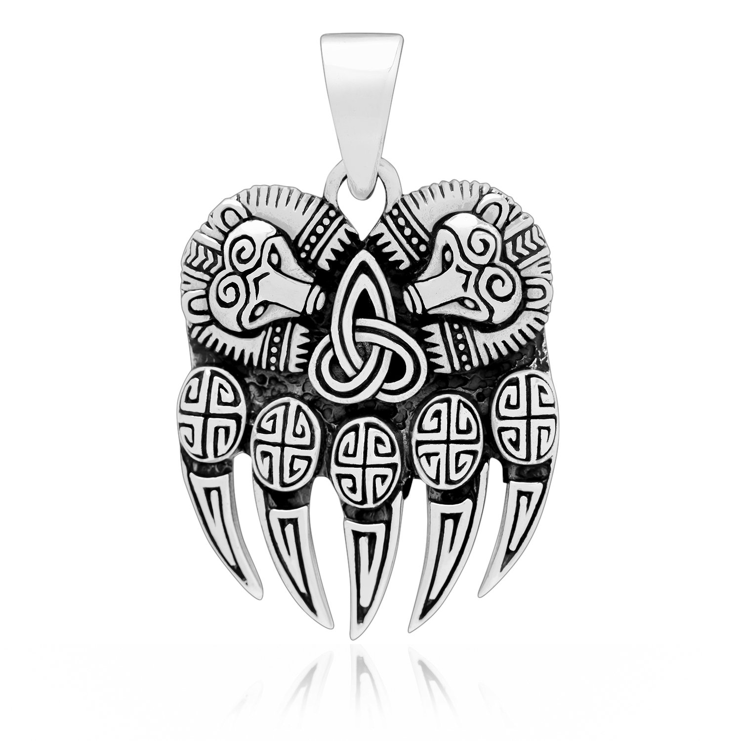 925 Sterling Silver Viking Print Bear Paw Claw Slavic Pagan Pendant Amulet