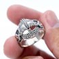 925 Sterling Silver Viking Gjermundbu Helmet with Jormungand Dragon Ring