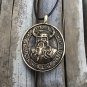 Handcrafted Bronze Viking Warrior Fighter Helmet with Runes Amulet Pendant