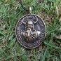 Handcrafted Bronze Viking Warrior Fighter Helmet with Runes Amulet Pendant