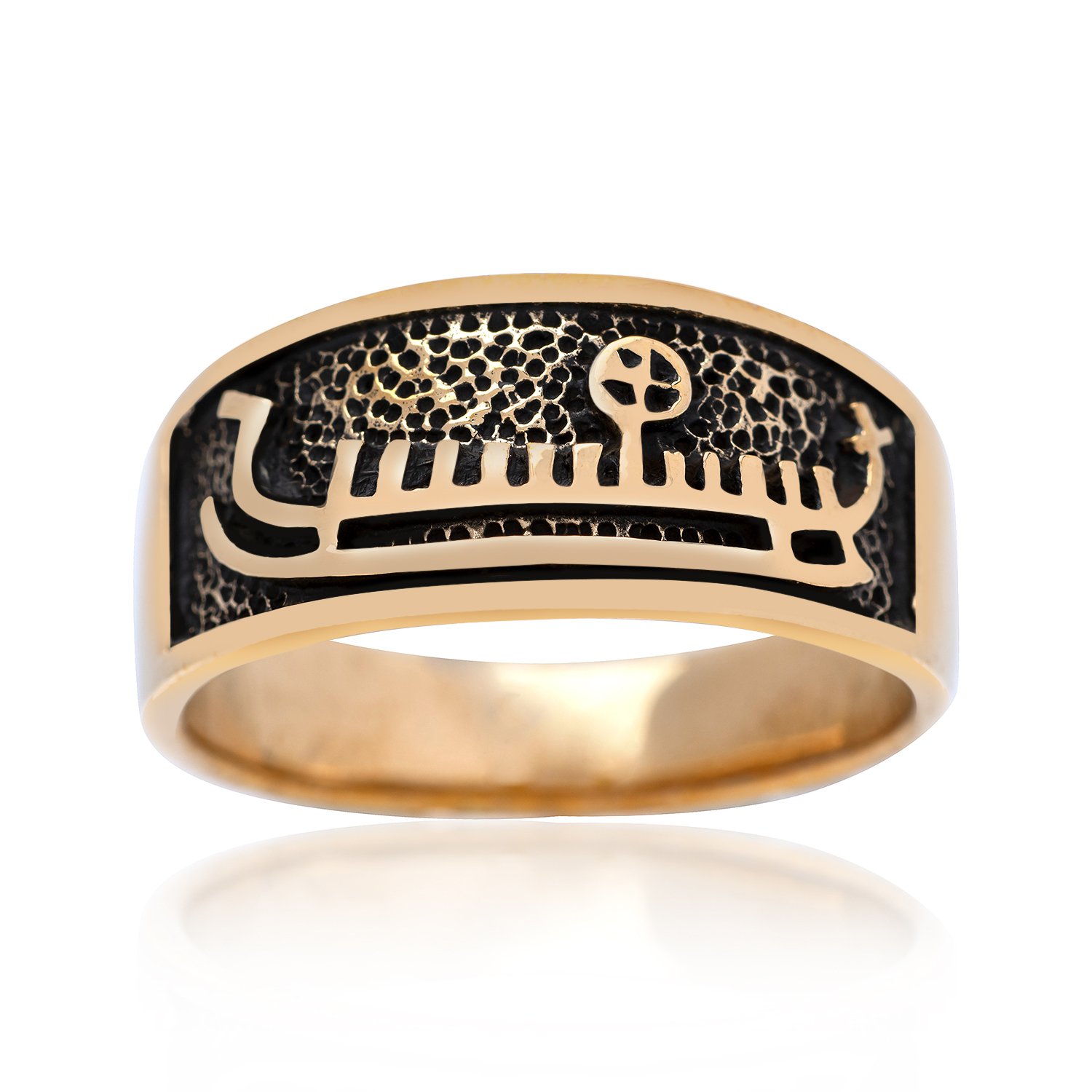 Handcrafted Bronze Viking Drakkar Longship Norse Ship Unisex Band Ring