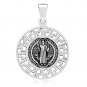 925 Sterling Silver Saint St Benedict Catholic Protection Medal Double Sided Pendant