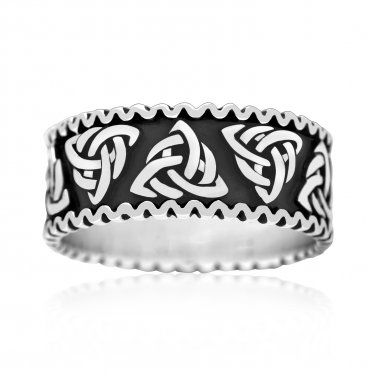 925 Sterling Silver Celtic Irish Triquetra Knot Band Pagan Ring
