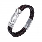 Stainless Steel Celtic Infinity Knot Pagan Braided Leather Bracelet