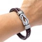 Stainless Steel Celtic Infinity Knot Pagan Braided Leather Bracelet