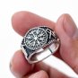925 Sterling Silver Viking Vegvisir Compass Runes Futhark Antique Ring