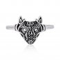 925 Sterling Silver Viking Wolf Fenrir Head Womens Ring