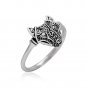 925 Sterling Silver Viking Wolf Fenrir Head Womens Ring