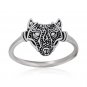 925 Sterling Silver Viking Wolf Fenrir Head Womens Ring