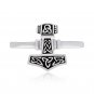 925 Sterling Silver Viking Thor Hammer Mjolnir Celtic Triquetra Womens Ring