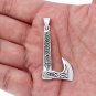 925 Sterling Silver Viking Axe Pagan Knotwork Runes Double Sided Pendant