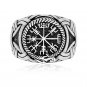 925 Sterling Silver Viking Vegvisir Compass Jormungand Mammen Ring