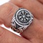 925 Sterling Silver Viking Vegvisir Compass Jormungand Mammen Ring