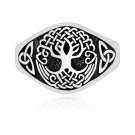 925 Sterling Silver Tree of Life Viking Yggdrasil Celtic Triquetra Knot Pagan Ring