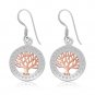 925 Sterling Silver Rose Gold Plated Viking Yggdrasil Tree of Life Cubic Zirconia Earrings Set