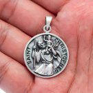 925 Sterling Silver Vintage St Saint Christopher Patron Saint of Travelers Religious Charm Pendant