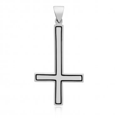 925 Sterling Silver Reversed Inverted St Peter Petrine Cross Satanic Lucifer Pendant