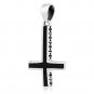925 Sterling Silver Inverted St Peter Petrine Cross Satanic Black Enamel Pendant