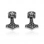 925 Sterling Silver Viking Thor Hammer Mjolnir Wolf Celtic Knotwork Stud Earrings Set