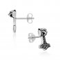 925 Sterling Silver Viking Thor Hammer Mjolnir Wolf Celtic Knotwork Stud Earrings Set