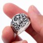 925 Sterling Silver Howling Wolf Viking Wiccan Moon Star Ring