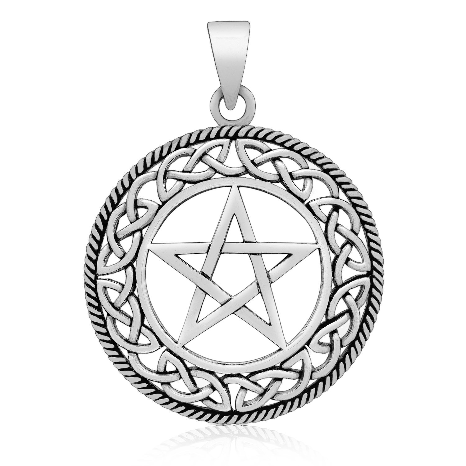 925 Sterling Silver Pentagram Celtic Infinity Knots Pagan Wiccan Pendant