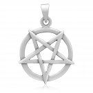 925 Sterling Silver Satanic Pentagram Pentacle Occult Pendant