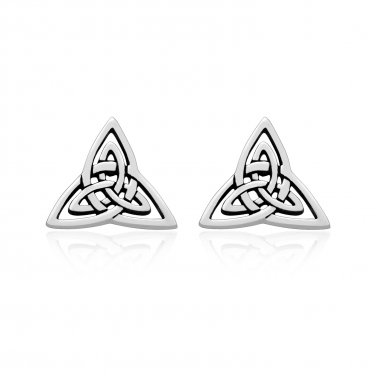 925 Sterling Silver Celtic Irish Trinity Knot Triquetra Pagan Stud Earrings Set