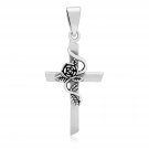 925 Sterling Silver Rose Floral Cross Rosicrucian Esoteric Alchemy Hermetic Pendant