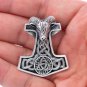 925 Sterling Silver Viking Thor Hammer Mjolnir Ram Goat Head Runes Triquetra Knotwork Pendant