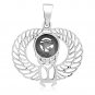 925 Sterling Silver Egyptian Eye of Horus Sacred Scarab Winged Charm Pendant